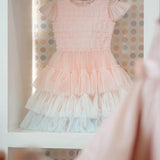 Vestido Infantil Rosa Babados Color Petit Cherie