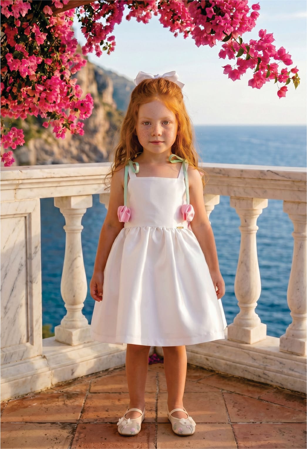 Vestido Infantil Branco Tulipas Buá