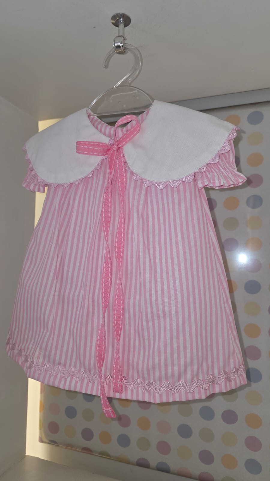 Vestido Bebê Rosa Listrado Buá