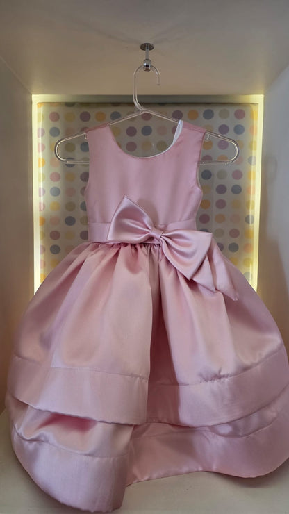 Vestido Infantil Saia Dupla Rose Laço Buá