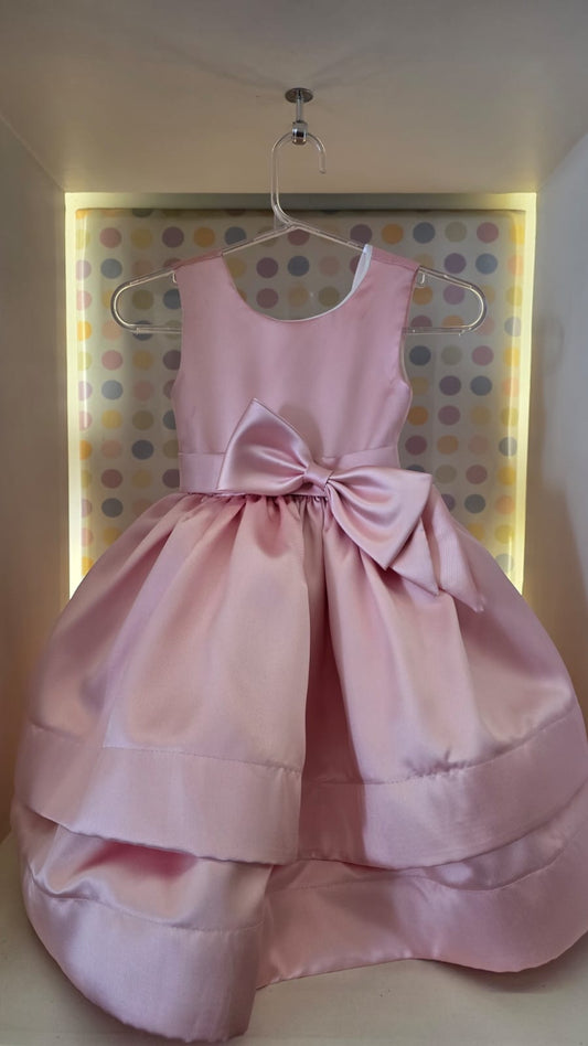 Vestido Infantil Saia Dupla Rose Laço Buá