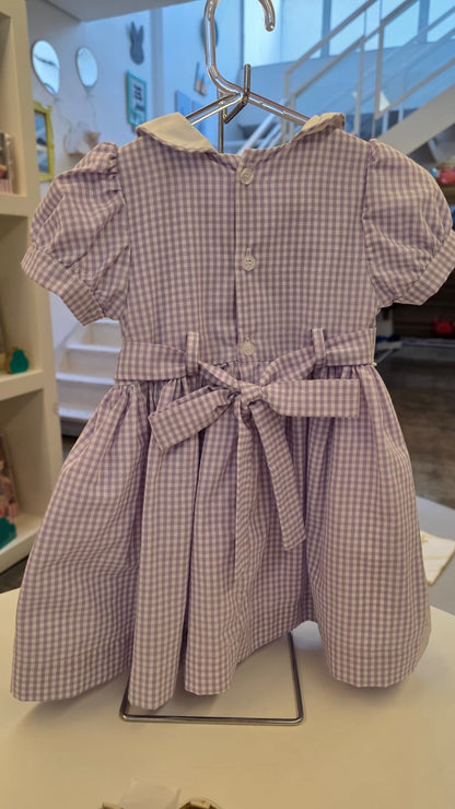 Vestido Infantil Xadrez Lilás Buá