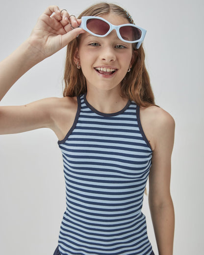 Vestido Teen Listrado Marinho TWOIN