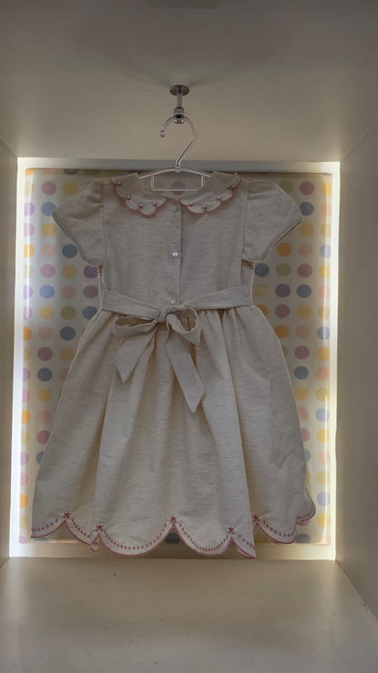 Vestido Bebê Festonê Bege Buá