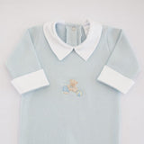Macacão Azul Malha Tricotada Baby Urso Buá