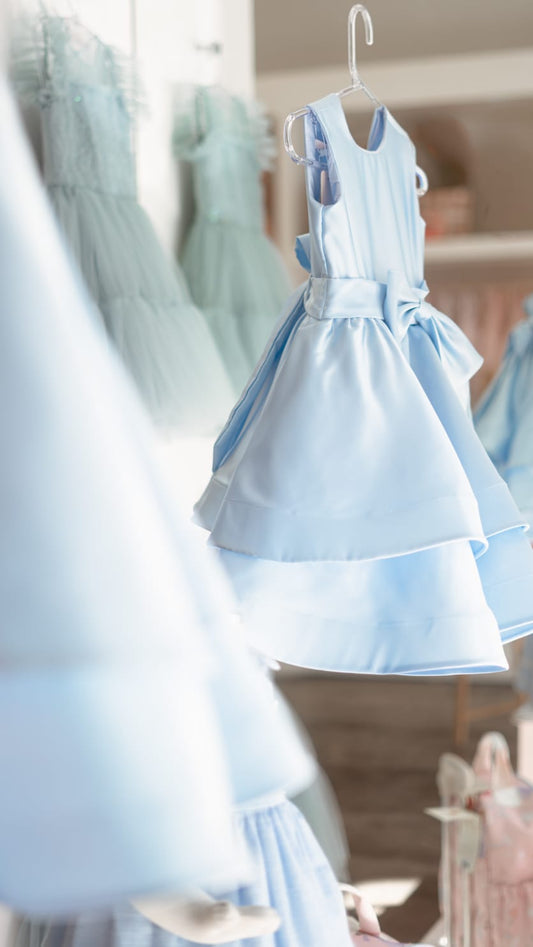 Vestido Infantil Saia Dupla Azul Buá