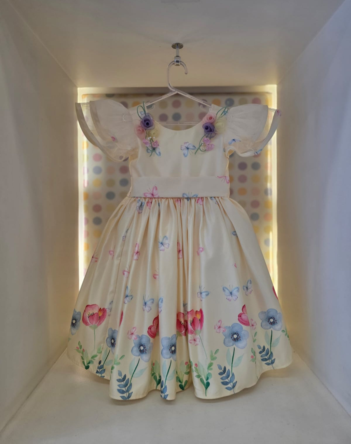 Vestido Infantil Festa Amarelo Flores Buá