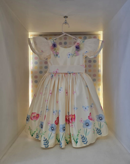 Vestido Infantil Festa Amarelo Flores Buá
