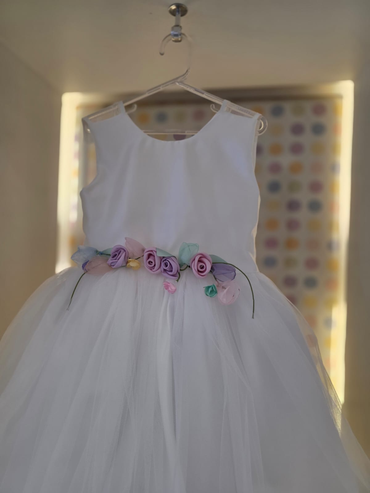 Vestido Infantil Festa Branco Voal Buá