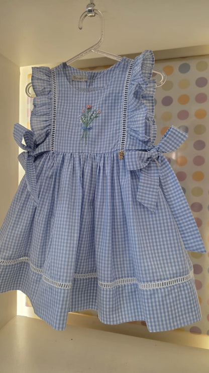 Vestido Bebê Xadrez Azul Buá