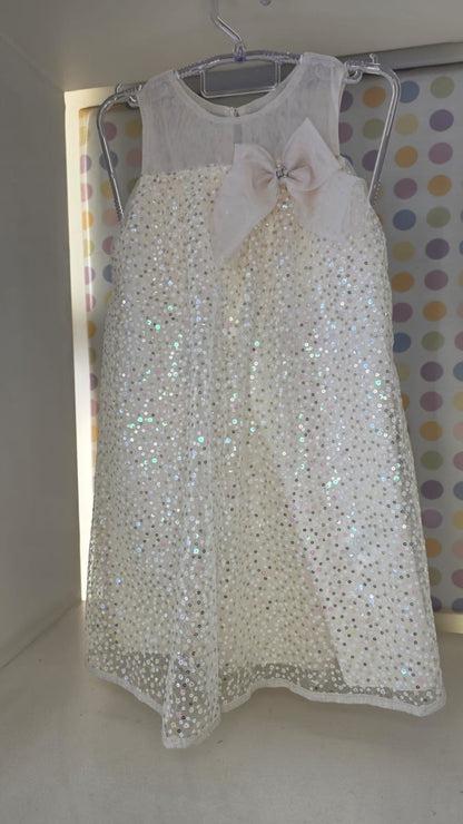 Vestido Infantil Creme Paetê Petit Cherie