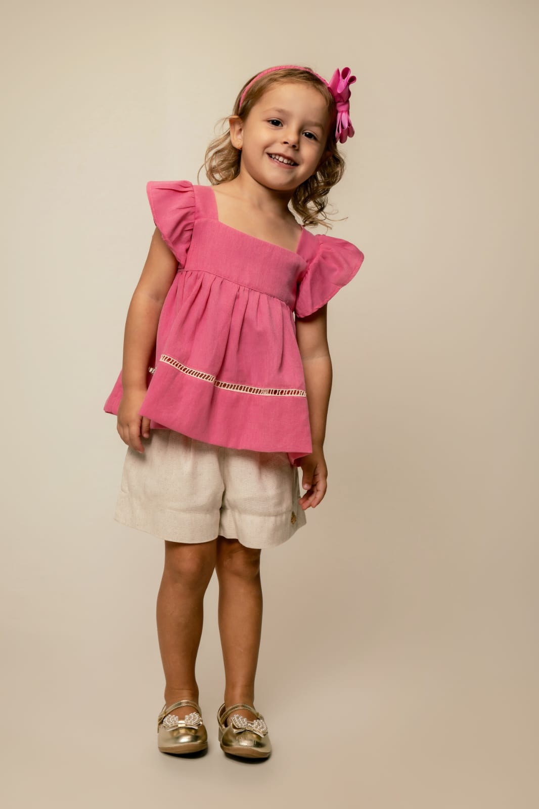 Conjunto Infantil Bata Rosa Buá