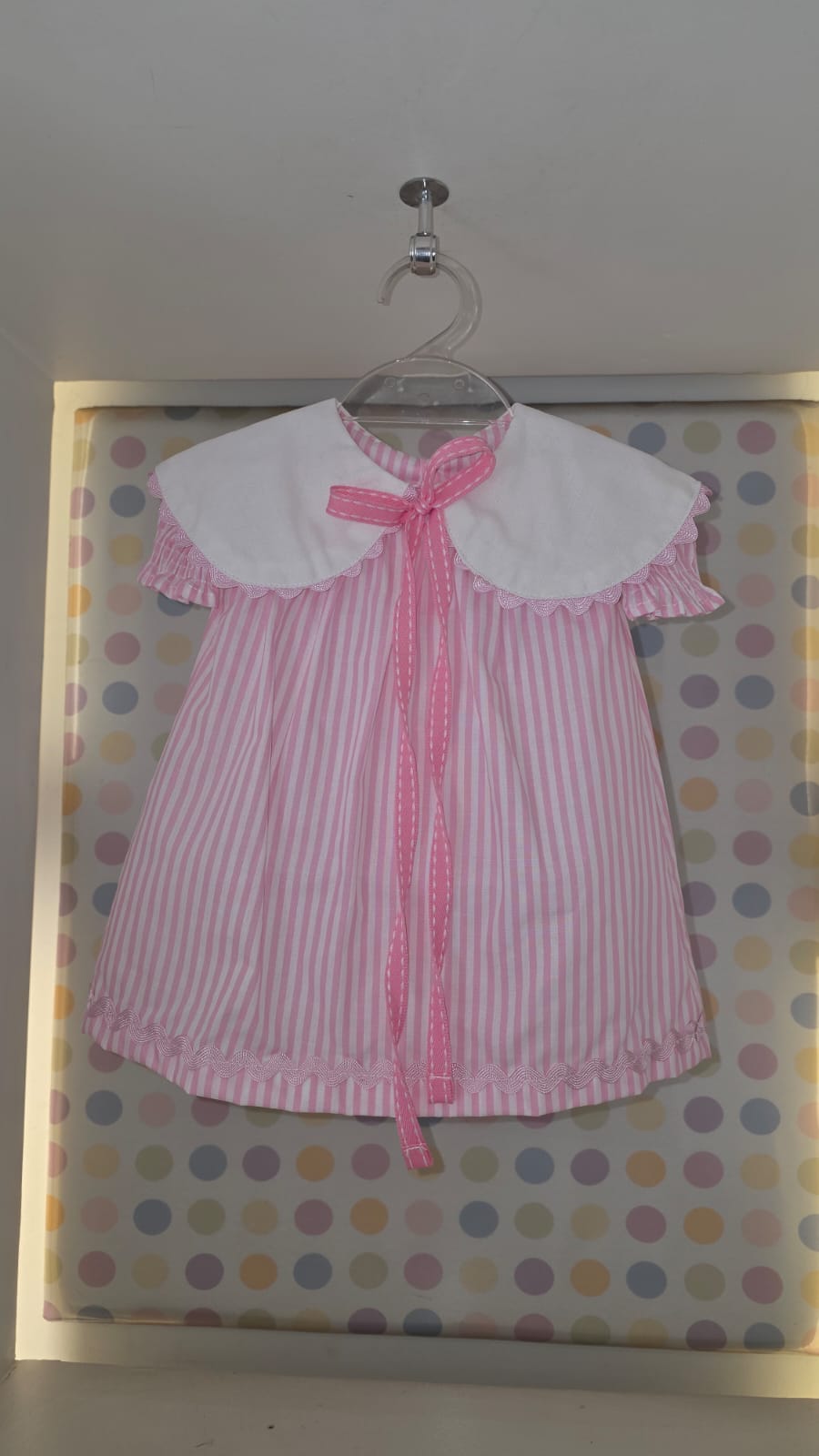 Vestido Bebê Rosa Listrado Buá