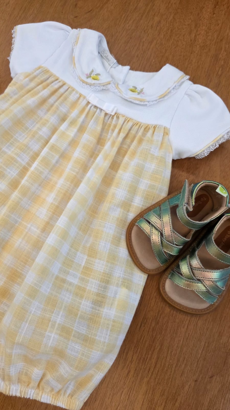 Homper Bebê Xadrez Amarelo Buá