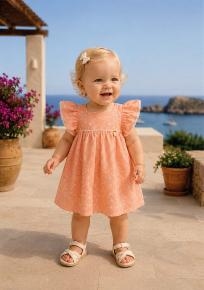 Vestido Bebê Laranja Xadrez Buá