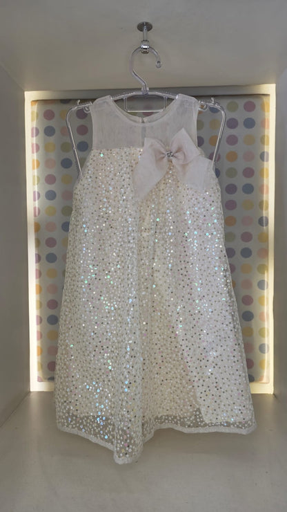 Vestido Infantil Creme Paetê Petit Cherie