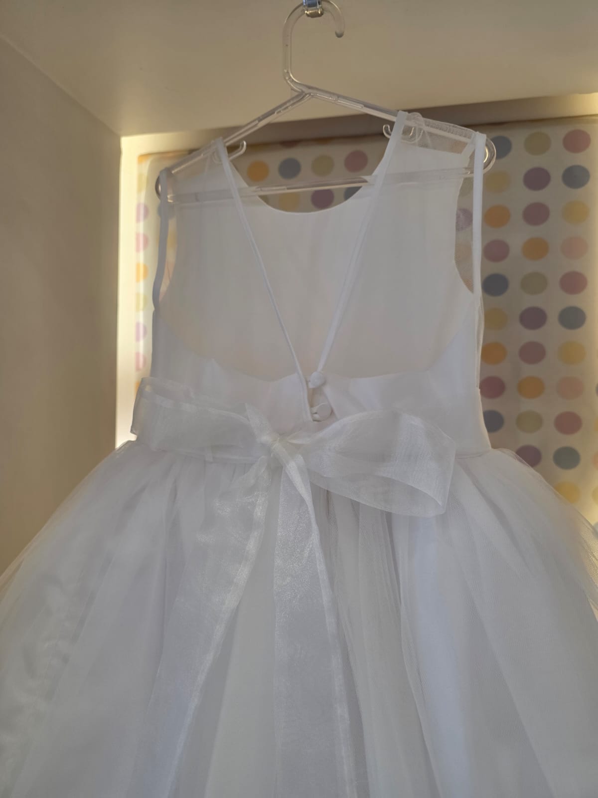 Vestido Infantil Festa Branco Voal Buá