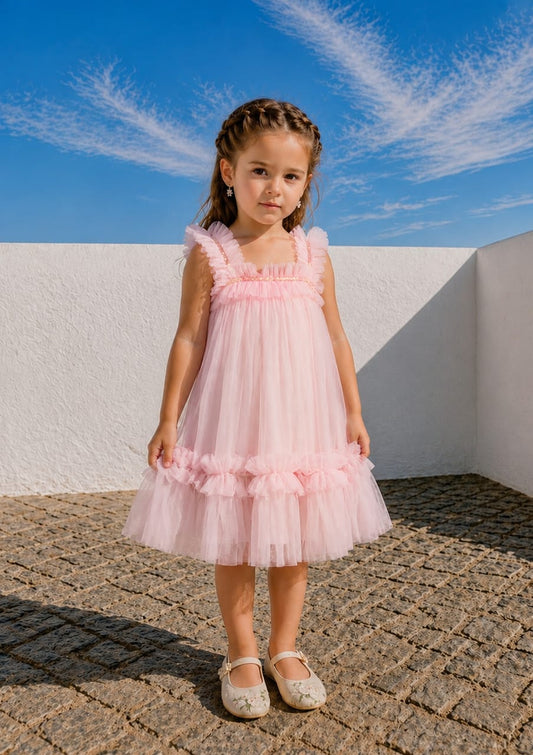 Vestido Infantil Menina Rosa Fluido Buá