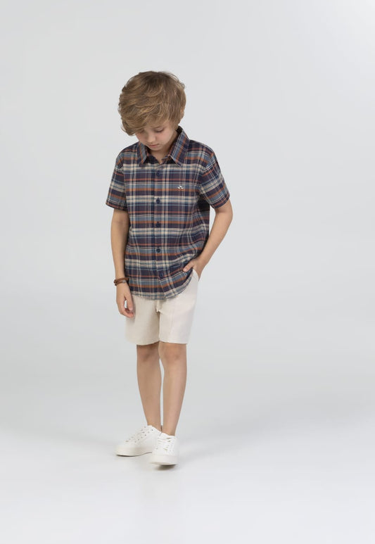 Conjunto Infantil Camisa Xadrez Curta Buá