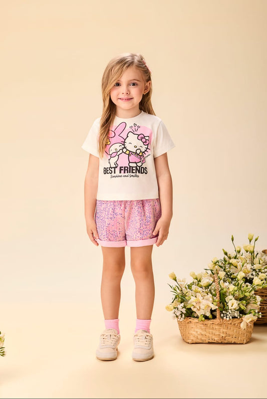 Conjunto Infantil Menina Hello Kitty Rosa Momi