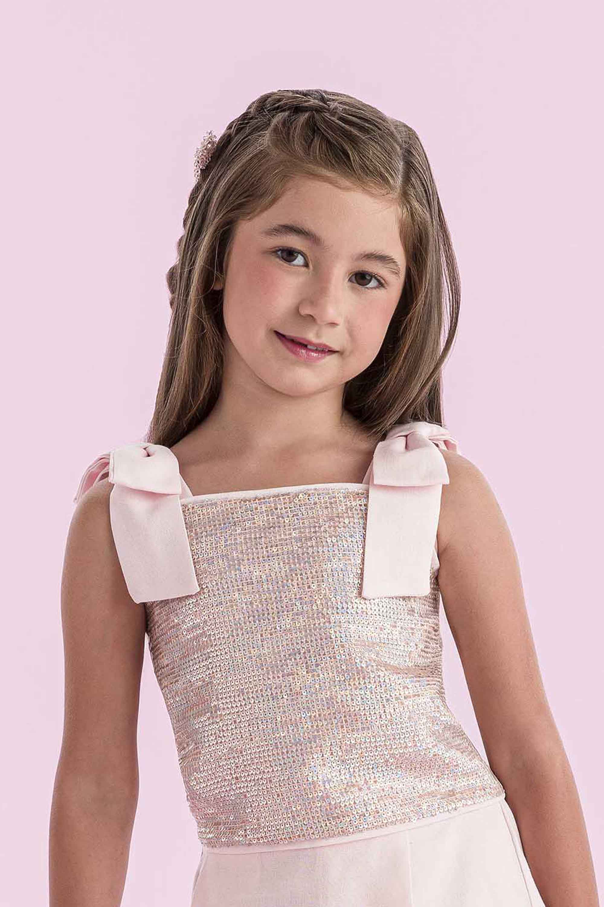 Conjunto Rosa Paetê Petit Cherie