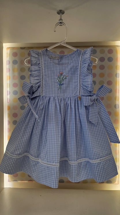 Vestido Bebê Xadrez Azul Buá