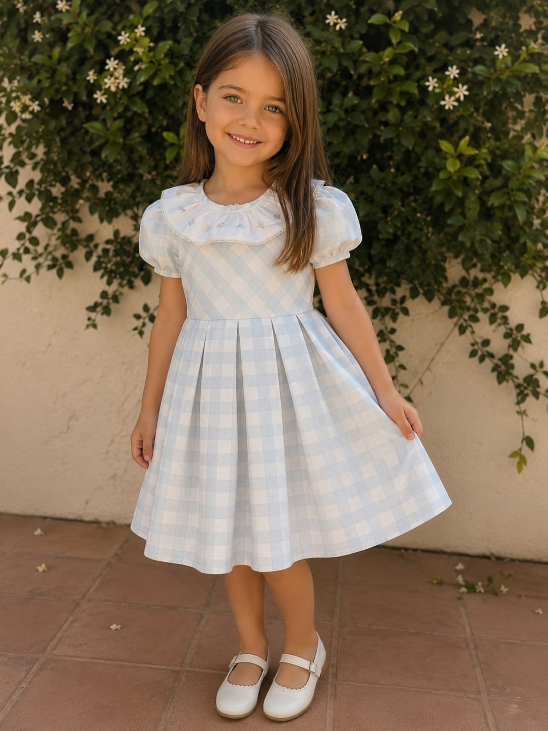 Vestido Infantil Xadrez Azul Buá