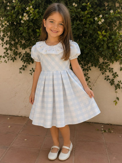 Vestido Infantil Xadrez Azul Buá