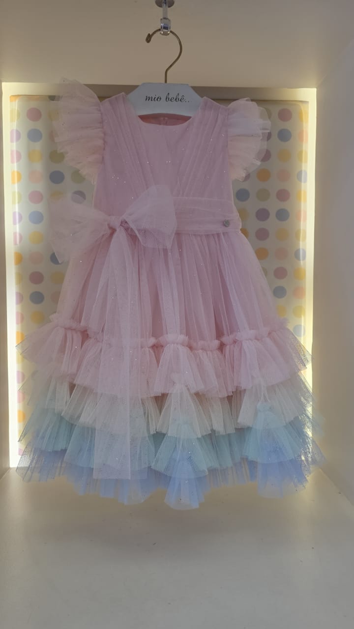 Vestido Infantil Festa Rosa Color Petit Cherie