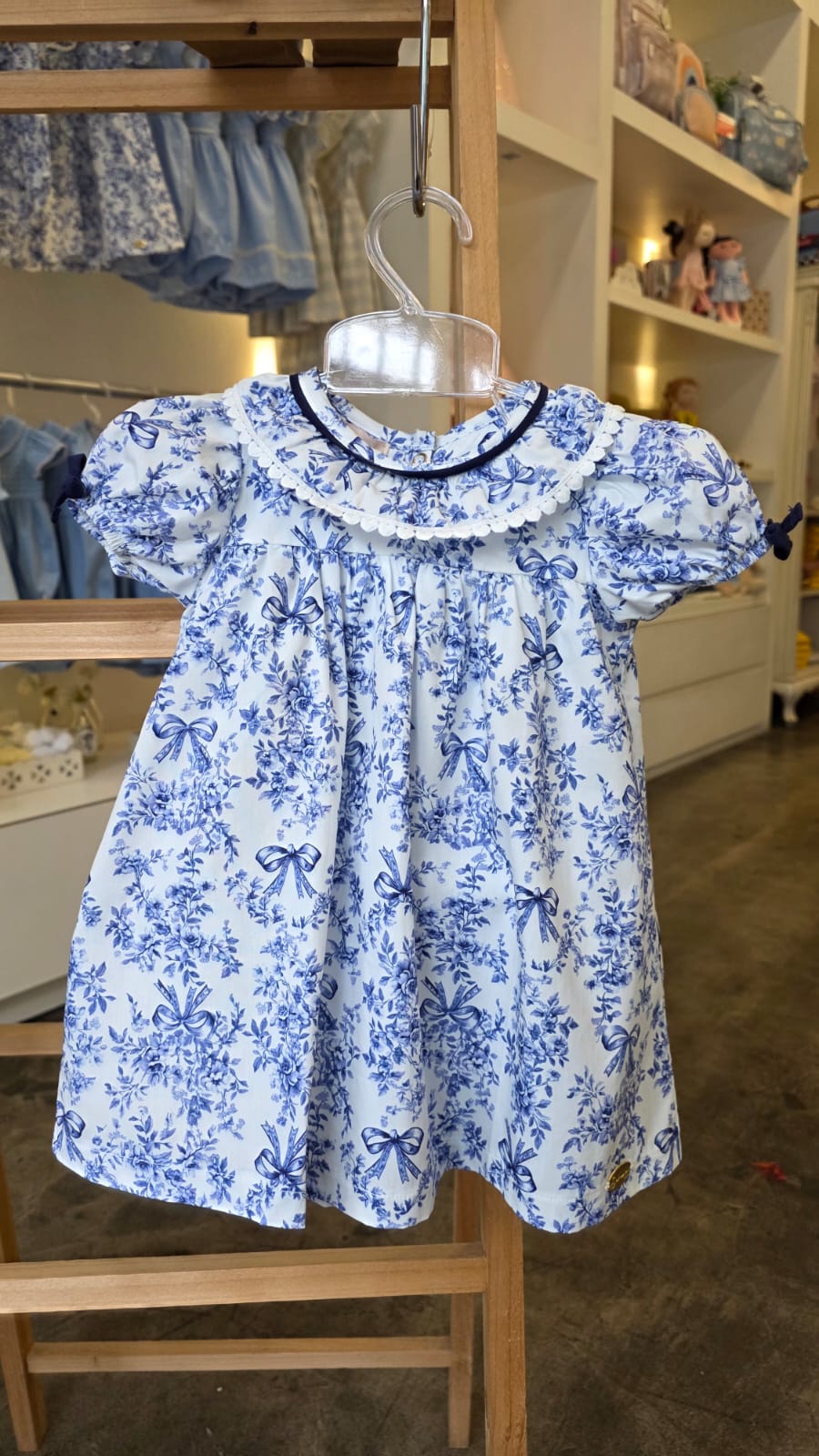 Vestido Bebê Azul Azulejo Buá