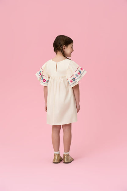 Vestido Infantil Creme Flores Mon Sucré