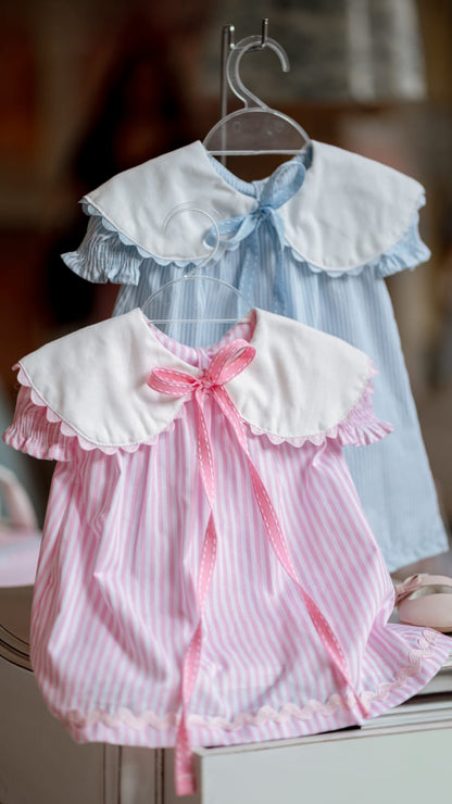 Vestido Bebê Rosa Listrado Buá