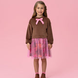 Vestido Infantil Marrom Camurça Mon Sucré