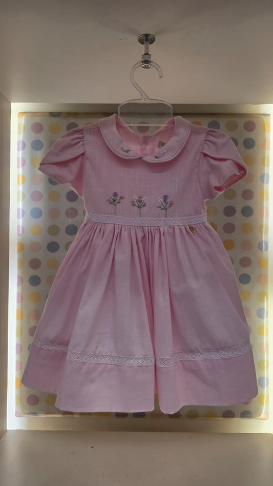 Vestido Bebê Rosa Linho Buá