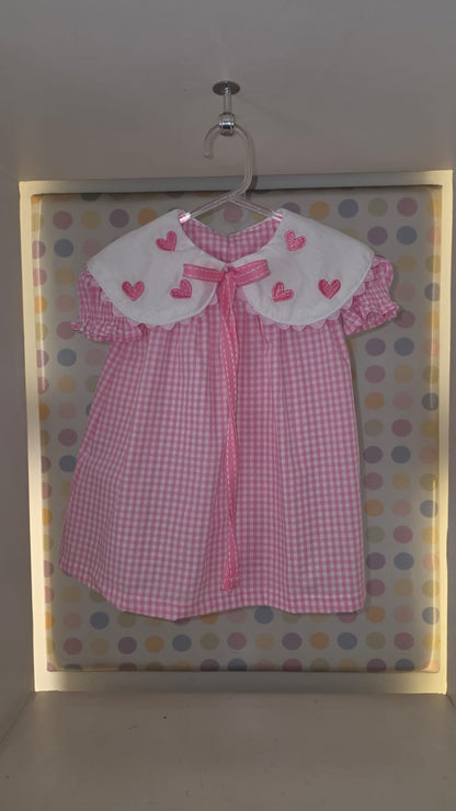Vestido Bebê Rosa Corações Buá