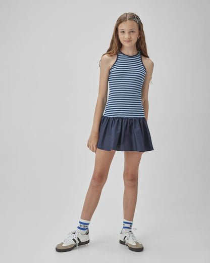 Vestido Teen Listrado Marinho TWOIN