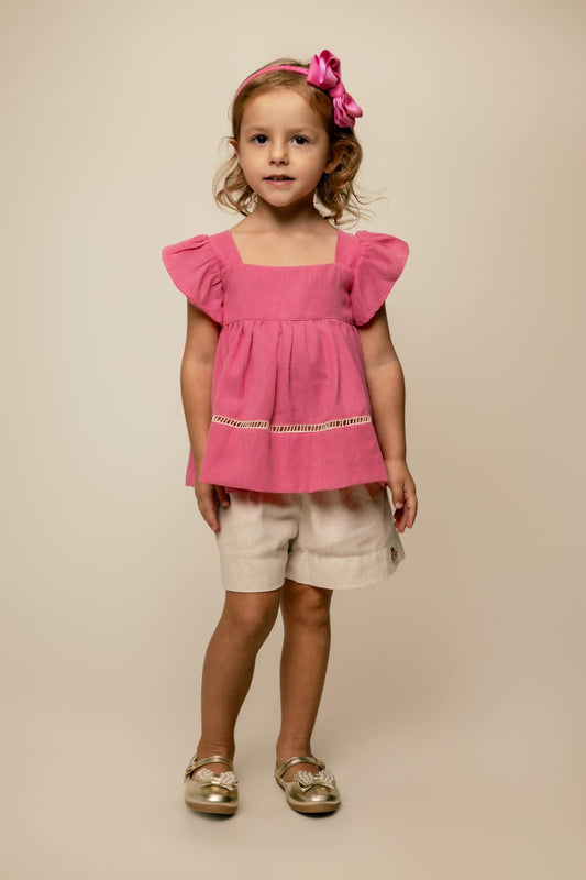 Conjunto Infantil Bata Rosa Buá