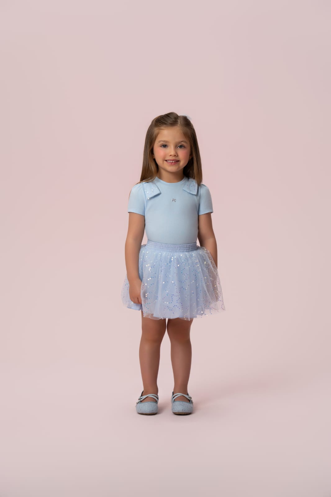 Conjunto Infantil Azul Paetê Petit Cherie