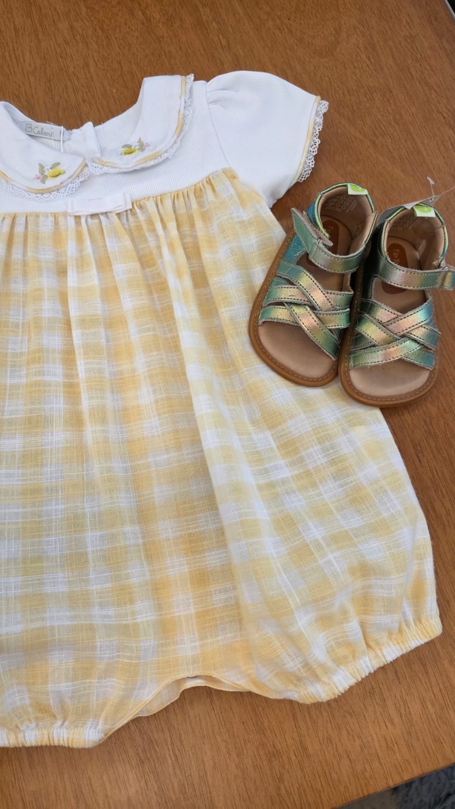 Homper Bebê Xadrez Amarelo Buá