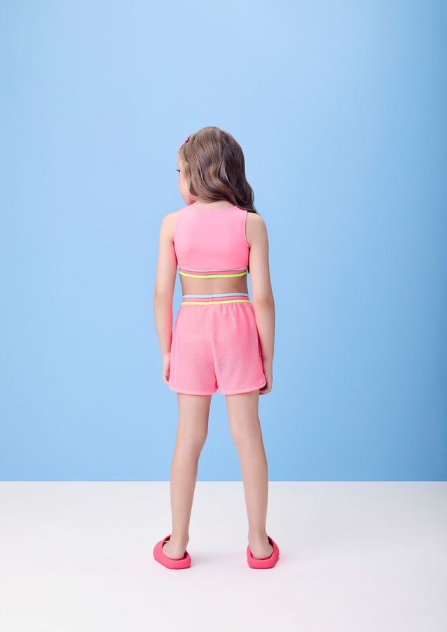 Short Saída Infantil Rosa Smile Momi