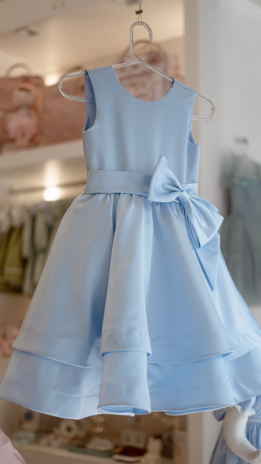 Vestido Infantil Saia Dupla Azul Buá
