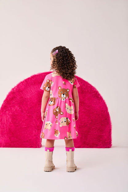 Vestido Infantil Pink Bichinhos Bimbi