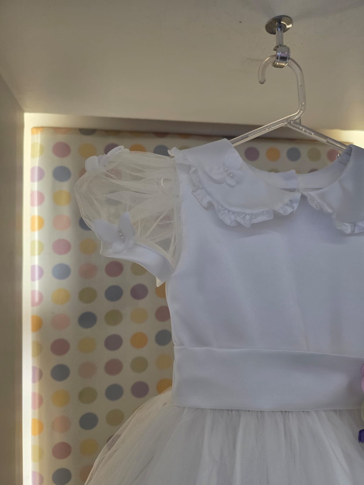 Vestido Infantil Festa Branco Borboletas Buá