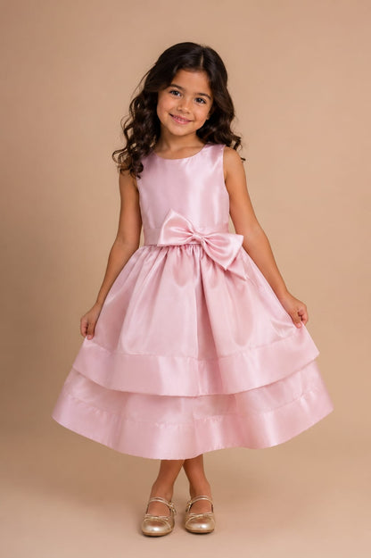 Vestido Infantil Saia Dupla Rose Laço Buá