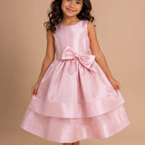 Vestido Infantil Saia Dupla Rose Laço Buá