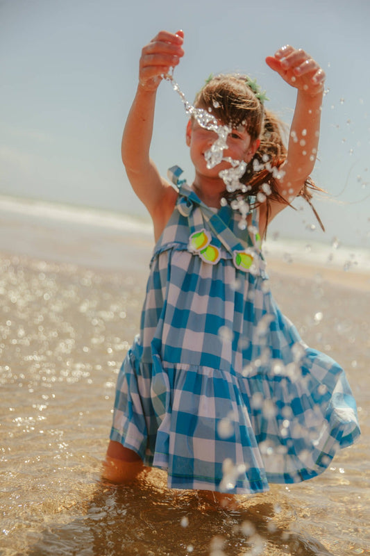 Vestido Infantil Praia Menina Xadrez Siri