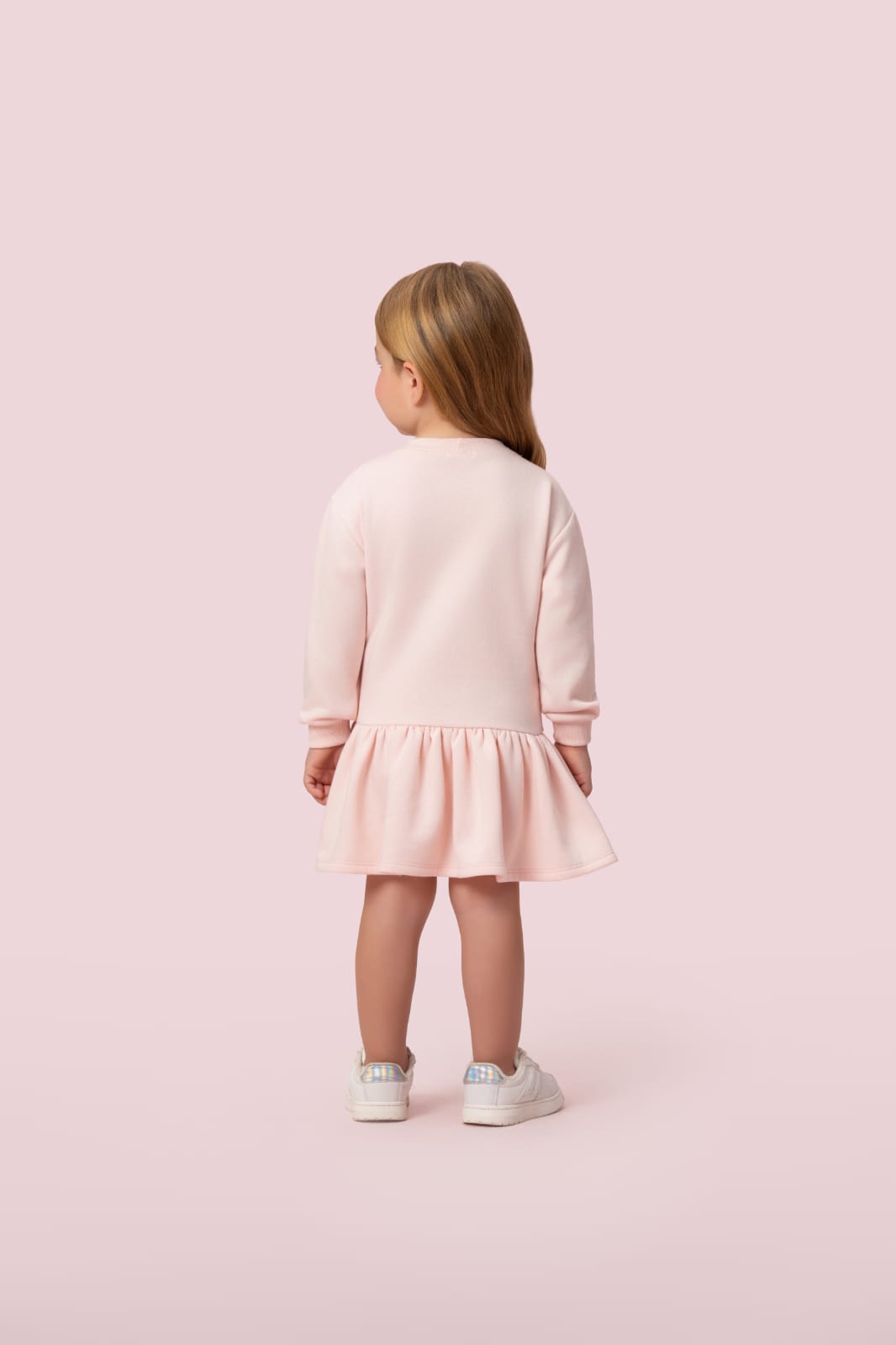 Vestido Infantil Moletom Rosa Petit Cherie