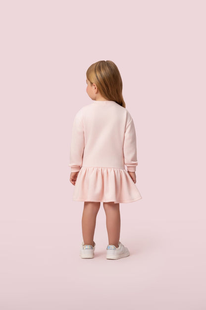 Vestido Infantil Moletom Rosa Petit Cherie