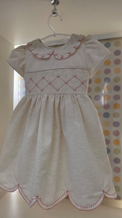 Vestido Bebê Festonê Bege Buá