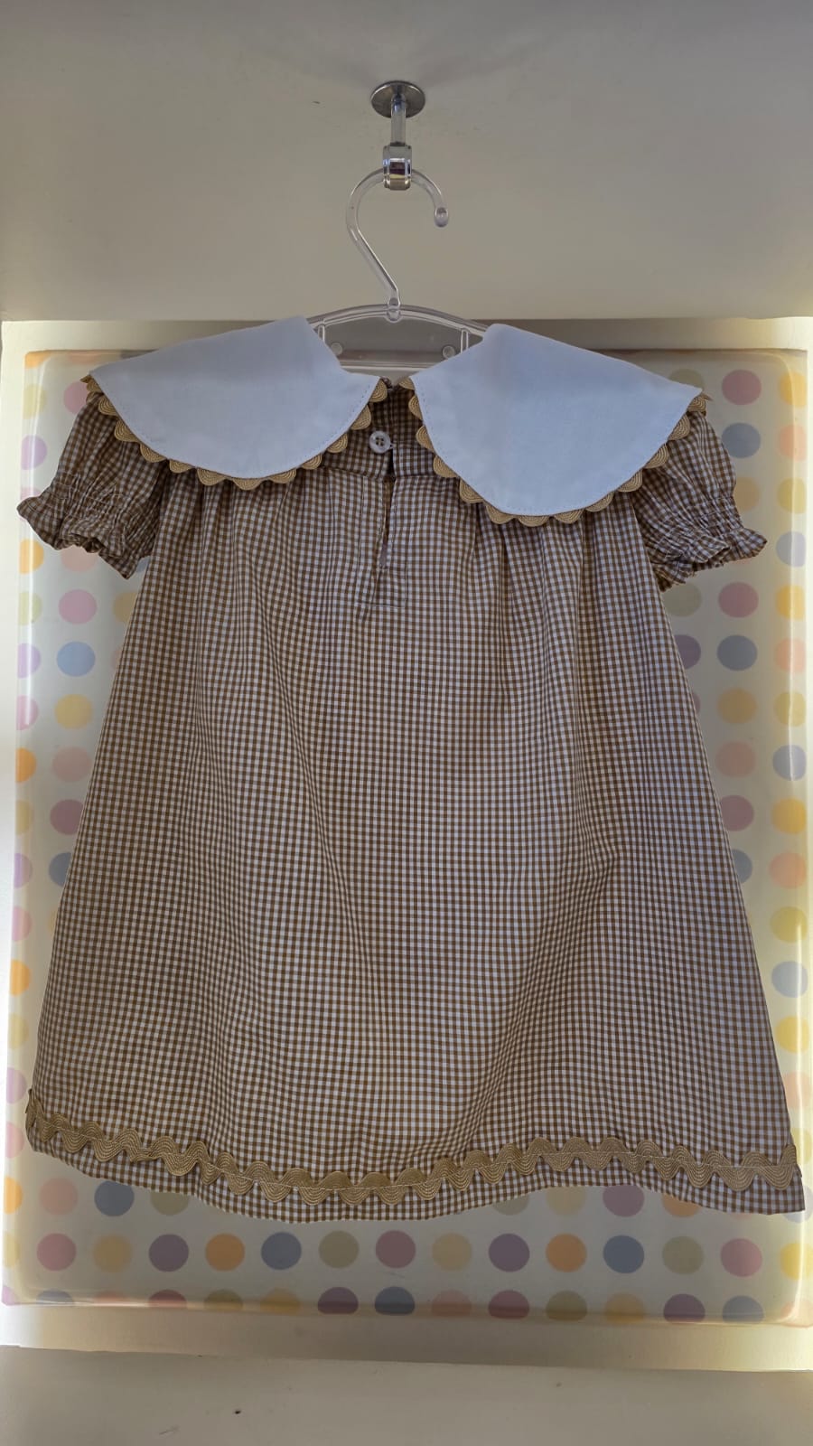 Vestido Bebê Bege Xadrez Buá